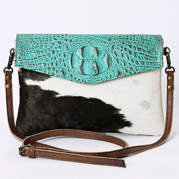 American Darling Envelope Crocodile Embossed Hair on Genuine Leather Western Women Bag Handbag Purse | for Cute